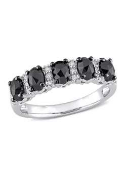 Flash Sale 🧨 1/7 ct. t.w. Created Moissanite and 1.25 ct. t.w. Black Diamond Anniversary Band in 10K White Gold by Belk & Co. 💯