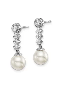 Buy 🛒 1/3 ct. t.w. Diamond and 6-7mm Button Freshwater Cultured Pearl Post Earrings in 14K White Gold by Belk & Co. 🥰 -DealsBelk & Co. Store Belk 31957