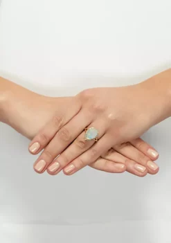 Discount 🌟 1 ct. t.w. Created Opal with 1/8 ct. t.w. Diamond Ring in 10K Yellow Gold by Belk & Co. 👍 -DealsBelk & Co. Store Belk 3196