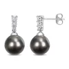 Top 10 ⭐ 9-10mm Black Tahitian Cultured Pearl and 1/4 CT TDW Diamond Drop Earrings in 10k White Gold by Belk & Co. 👏