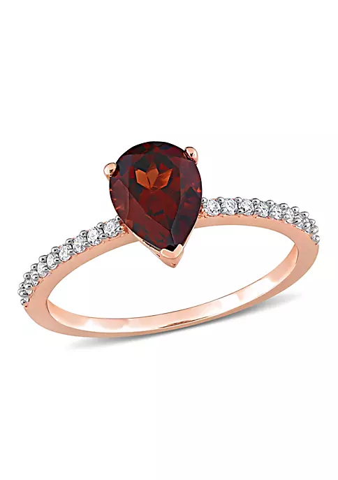 Budget 🥰 Pear Shape Garnet and 1/7 CT TW Diamond Ring in 14k Rose Gold by Belk & Co. ✨ 1 Budget 🥰 Pear Shape Garnet and 1/7 CT TW Diamond Ring in 14k Rose Gold by Belk & Co. ✨