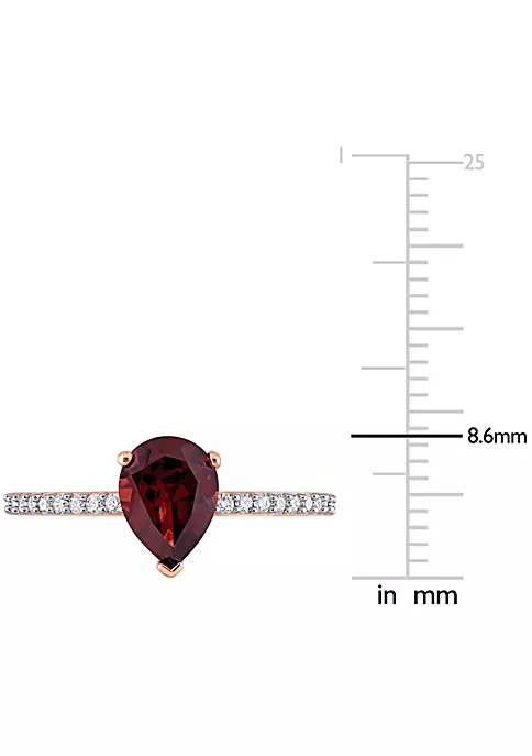 Budget 🥰 Pear Shape Garnet and 1/7 CT TW Diamond Ring in 14k Rose Gold by Belk & Co. ✨ 4 Budget 🥰 Pear Shape Garnet and 1/7 CT TW Diamond Ring in 14k Rose Gold by Belk & Co. ✨ - Image 4