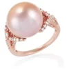 Flash Sale 💯 1/2 ct. t.w. Diamond and 13-14 Millimeter Natural Ming Pearl Ring in 14K Rose Gold by Belk & Co. 🔥