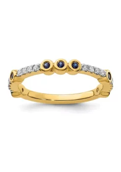 Promo 🧨 Lab Created 1/6 ct. t.w. Sapphire and 1/10 ct. t.w. Diamond Stackable Expressions Ring in 14K Gold by Belk & Co. 🔥