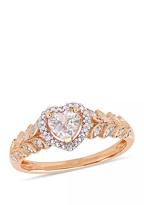 Discount ๐ 5/8 ct. t.w. Created White Sapphire and 0.06 ct. t.w. Diamond Halo Heart Ring in 10K Rose Gold by Belk & Co. โญ 1 Discount ๐ 5/8 ct. t.w. Created White Sapphire and 0.06 ct. t.w. Diamond Halo Heart Ring in 10K Rose Gold by Belk & Co. โญ