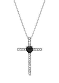 Budget ✨ 1/6 ct. t.w. Black Onyx and Diamond Accent Cross Pendant Necklace in Sterling Silver by Belk & Co. 👏 -DealsBelk & Co. Store Belk 32007