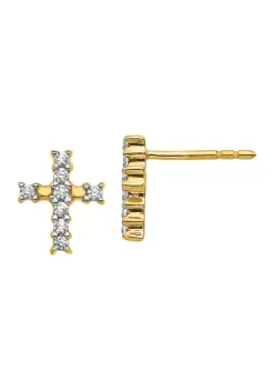 Best deal 🛒 1/5 ct. t.w. Lab Grown Diamond Cross Earrings in 14K Yellow Gold by Belk & Co. 🎁