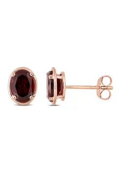 Promo ❤️ 1.9 CT TGW Garnet Oval Stud Earrings in 14k Rose Gold by Belk & Co. 🛒
