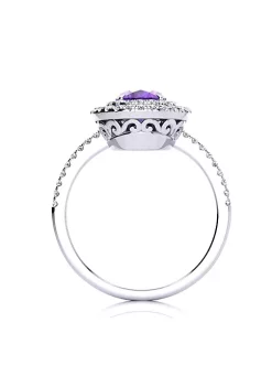 Outlet 🔔 1 1/2cttw Oval Shape Amethyst and Double Halo Diamond Ring In Sterling Silver by Belk & Co. 👍 8 Outlet 🔔 1 1/2cttw Oval Shape Amethyst and Double Halo Diamond Ring In Sterling Silver by Belk & Co. 👍 -DealsBelk & Co. Store Belk 32039
