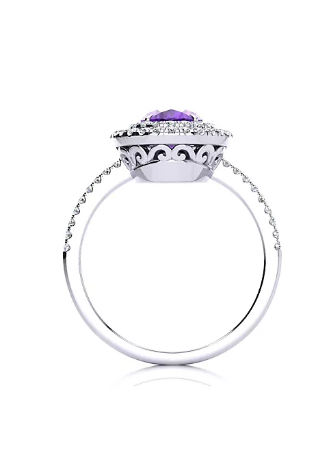 Outlet 🔔 1 1/2cttw Oval Shape Amethyst and Double Halo Diamond Ring In Sterling Silver by Belk & Co. 👍 3 Outlet 🔔 1 1/2cttw Oval Shape Amethyst and Double Halo Diamond Ring In Sterling Silver by Belk & Co. 👍 - Image 3