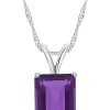 Hot Sale ✔️ Sterling Silver 10x8mm Emerald Cut Amethyst Pendant Necklace by Belk & Co. 👏