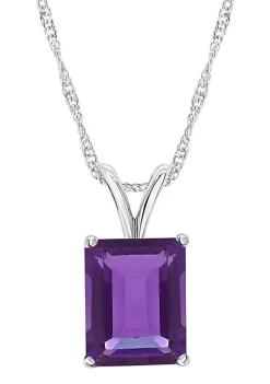 Hot Sale ✔️ Sterling Silver 10x8mm Emerald Cut Amethyst Pendant Necklace by Belk & Co. 👏 -DealsBelk & Co. Store Belk 32049
