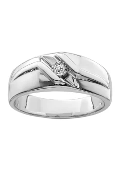 Budget 💯 Men's 1/10 ct. t.w. Diamond Ring in Rhodium Plated Sterling Silver by Belk & Co. 😉 -DealsBelk & Co. Store Belk 32053