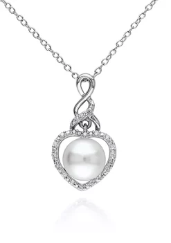 Hot Sale 💯 Sterling Silver White Cultured Freshwater Pearl and Diamond Heart Pendant by Belk & Co. 🤩 -DealsBelk & Co. Store Belk 32056