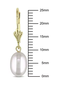Buy 🎁 6-7mm Cultured Freshwater Pearl Fleur-de-Lys Leverback Earrings in 10k Yellow Gold by Belk & Co. ⭐ -DealsBelk & Co. Store Belk 32059
