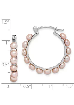 New 👏 Sterling Silver Rhodium-plated 4-5mm Pink Freshwater Cultured Pearl Hoop Earrings by Belk & Co. 👍 -DealsBelk & Co. Store Belk 32068