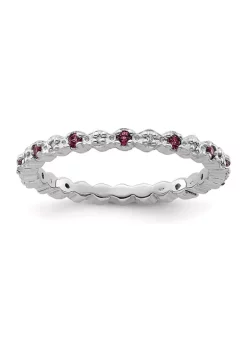 Brand new 🔔 1/4 ct. t.w. Garnet and 0.04 ct. t.w. Diamond Stackable Expressions Rhodium Plated Ring in Sterling Silver by Belk & Co. 👏