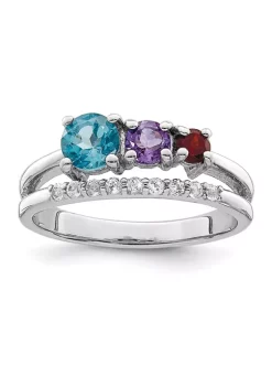 Best reviews of 👏 1.02 ct. t.w. Light Swiss Blue Topaz, Amethyst, Garnet and White Topaz Ring in Rhodium-Plated Sterling Silver by Belk & Co. 👏 -DealsBelk & Co. Store Belk 32090