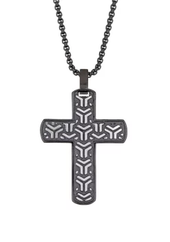 Best Sale ๐ Stainless Steel Black IP Cross Pendant Necklace by Belk & Co. ๐ฏ
