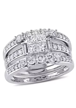 Best Sale 🔔 1.25 ct. t.w. Diamond Princess Cut 3-Piece Bridal Set in 14k White Gold by Belk & Co. 🛒