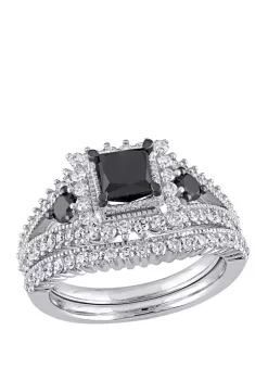 Best deal 😍 2 ct. t.w. Black and White Diamond Multi Cut Split Shank Bridal Set in 10K White Gold by Belk & Co. 😀