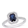 Best Pirce 🎁 1 1/6 ct. t.w. Sapphire and 1/4 ct. t.w. Diamond Floating Halo Ring in 14k White Gold by Belk & Co. 🧨