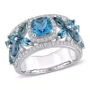 Wholesale 🎉 3.5 ct. t.g.w. London Blue Topaz and 1/2 ct. t.w. Diamond Floral Ring in 14K White Gold by Belk & Co. 😍