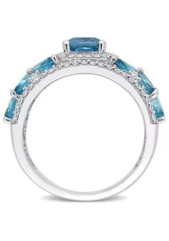 Wholesale 🎉 3.5 ct. t.g.w. London Blue Topaz and 1/2 ct. t.w. Diamond Floral Ring in 14K White Gold by Belk & Co. 😍 -DealsBelk & Co. Store Belk 32123