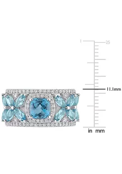 Wholesale 🎉 3.5 ct. t.g.w. London Blue Topaz and 1/2 ct. t.w. Diamond Floral Ring in 14K White Gold by Belk & Co. 😍 -DealsBelk & Co. Store Belk 32124