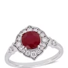 Top 10 ✔️ 1.25 ct. t.w. Ruby and 1/3 ct. t.w. Diamond Floral Halo Ring in 14K White Gold by Belk & Co. 😍