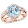 Best Sale 👍 3 ct. t.g.w. Sky Blue Topaz and 1/3 ct. t.w. Diamond Halo Cocktail Ring 14K in Rose Gold by Belk & Co. ✨