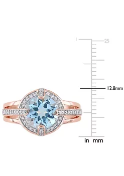 Best Sale 👍 3 ct. t.g.w. Sky Blue Topaz and 1/3 ct. t.w. Diamond Halo Cocktail Ring 14K in Rose Gold by Belk & Co. ✨ -DealsBelk & Co. Store Belk 32132