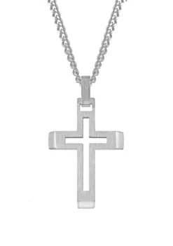 Best deal 🤩 Stainless Steel Cross Pendant Necklace with 24 Inch Curb Chain by Belk & Co. ✨ -DealsBelk & Co. Store Belk 3214