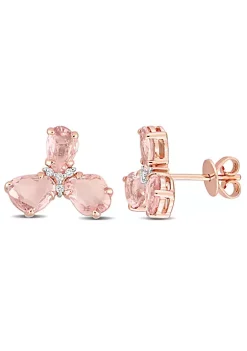 Top 10 🔔 2.4 CT TGW Pink Sapphire and Diamond Accent 3-Stone Stud Earrings in 14k Rose Gold by Belk & Co. ❤️ -DealsBelk & Co. Store Belk 32156