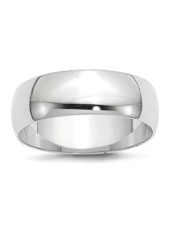 Hot Sale 🔥 Women's 14K White Gold 7 Millimeter Lightweight Half Round Band by Belk & Co. ⌛