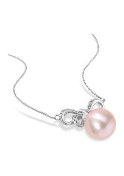 Top 10 🔥 9.5-10mm Freshwater Cultured Pink Pearl and Diamond Accent Bow Necklace in 10k White Gold by Belk & Co. ⌛ -DealsBelk & Co. Store Belk 32179
