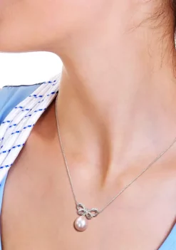 Top 10 🔥 9.5-10mm Freshwater Cultured Pink Pearl and Diamond Accent Bow Necklace in 10k White Gold by Belk & Co. ⌛ -DealsBelk & Co. Store Belk 32180