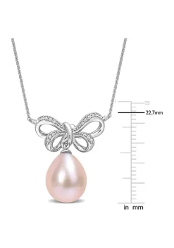 Top 10 🔥 9.5-10mm Freshwater Cultured Pink Pearl and Diamond Accent Bow Necklace in 10k White Gold by Belk & Co. ⌛ -DealsBelk & Co. Store Belk 32181