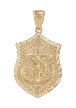 Coupon 🔔 Shield with Center Anchor Pendant in 10K Yellow Gold by Belk & Co. 🌟 -DealsBelk & Co. Store Belk 32184