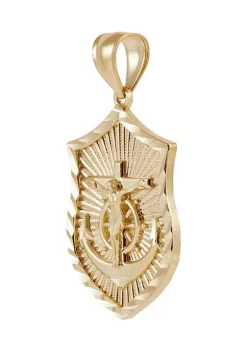 Coupon 🔔 Shield with Center Anchor Pendant in 10K Yellow Gold by Belk & Co. 🌟 -DealsBelk & Co. Store Belk 32185