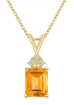 Cheap 🎉 14K Gold 9x7 Emerald Cut Citrine Diamond Accent Pendant by Belk & Co. 🌟 -DealsBelk & Co. Store Belk 32188