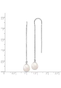 Best Sale 😀 14K White Gold 7-8mm White Teardrop Freshwater Cultured Pearl Threader Earrings by Belk & Co. ✔️ -DealsBelk & Co. Store Belk 32195