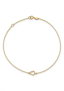 Brand new 😀 14K Yellow Gold Textured and Polished Heart 9 Inch Plus 1 Inch Extension Anklet by Belk & Co. ✨