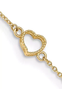 Brand new 😀 14K Yellow Gold Textured and Polished Heart 9 Inch Plus 1 Inch Extension Anklet by Belk & Co. ✨ -DealsBelk & Co. Store Belk 32208