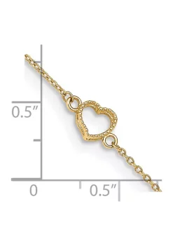 Brand new 😀 14K Yellow Gold Textured and Polished Heart 9 Inch Plus 1 Inch Extension Anklet by Belk & Co. ✨ -DealsBelk & Co. Store Belk 32209