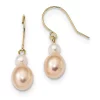 Discount 😉 14K Yellow Gold 7-8mm White/Pink Round/Rice Freshwater Cultured Pearl Dangle Earrings by Belk & Co. ✨