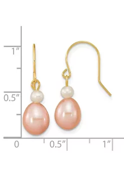 Discount 😉 14K Yellow Gold 7-8mm White/Pink Round/Rice Freshwater Cultured Pearl Dangle Earrings by Belk & Co. ✨ -DealsBelk & Co. Store Belk 32224