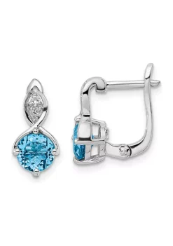 Outlet 👏 2 ct. t.w. Swiss Blue Topaz and White Topaz Hinged Earrings in Rhodium-Plated Sterling Silver by Belk & Co. 🎁 -DealsBelk & Co. Store Belk 32234