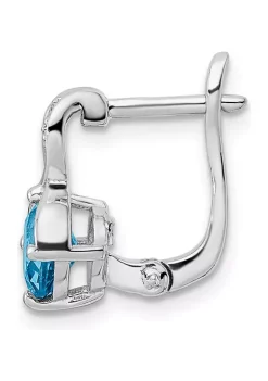Outlet 👏 2 ct. t.w. Swiss Blue Topaz and White Topaz Hinged Earrings in Rhodium-Plated Sterling Silver by Belk & Co. 🎁 -DealsBelk & Co. Store Belk 32235