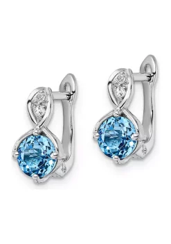 Outlet 👏 2 ct. t.w. Swiss Blue Topaz and White Topaz Hinged Earrings in Rhodium-Plated Sterling Silver by Belk & Co. 🎁 -DealsBelk & Co. Store Belk 32236